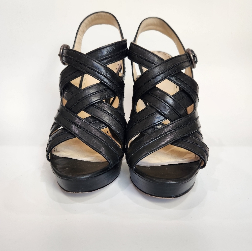 Coach Brynn Leather Platform Sandals - White/Gold 7.5 B - Picture 3 of 10
